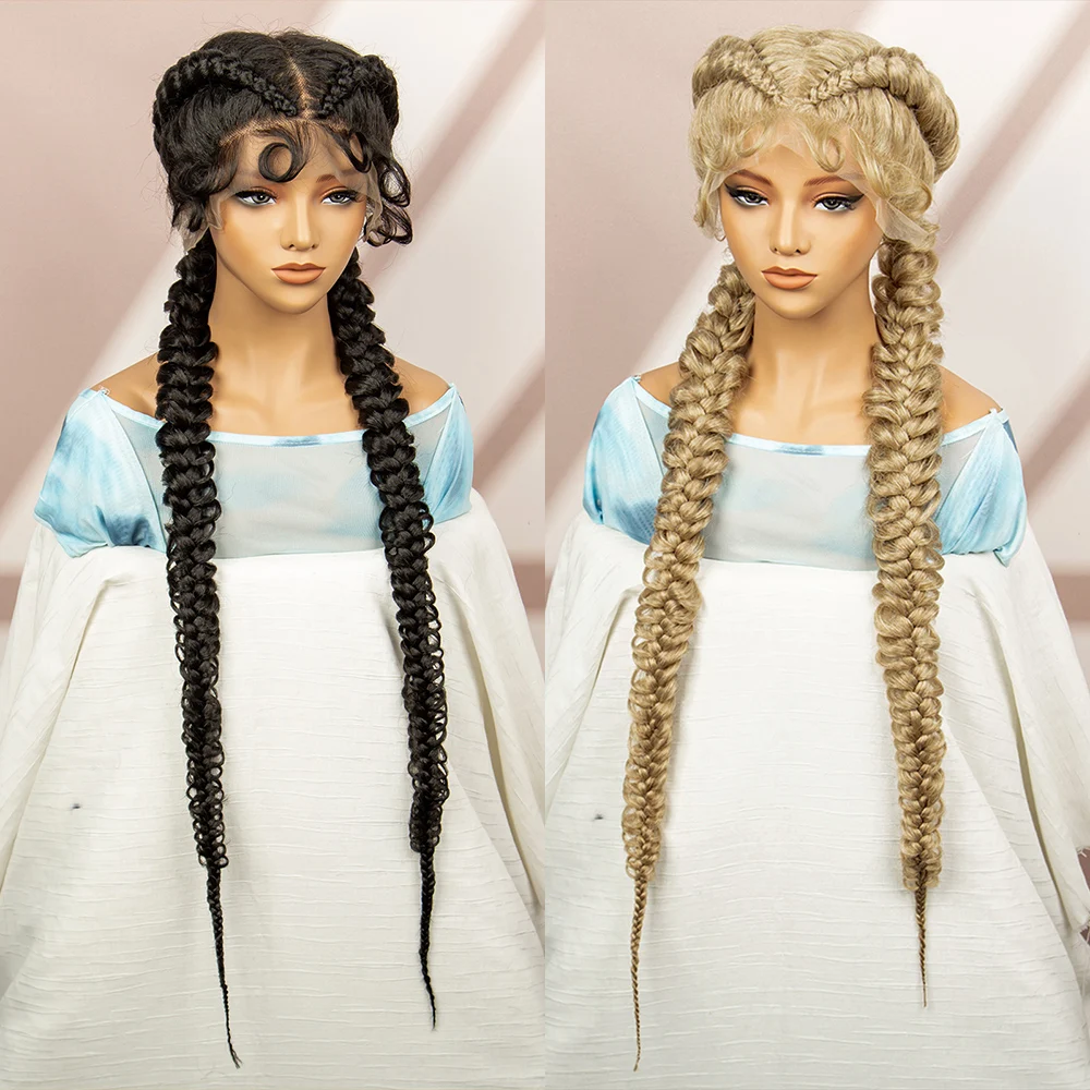 Synthetic Goddess Braided Wigs Cornrow Braided Wigs with Baby Hair Braids Wigs for Women Daily Use Knotless Wigs