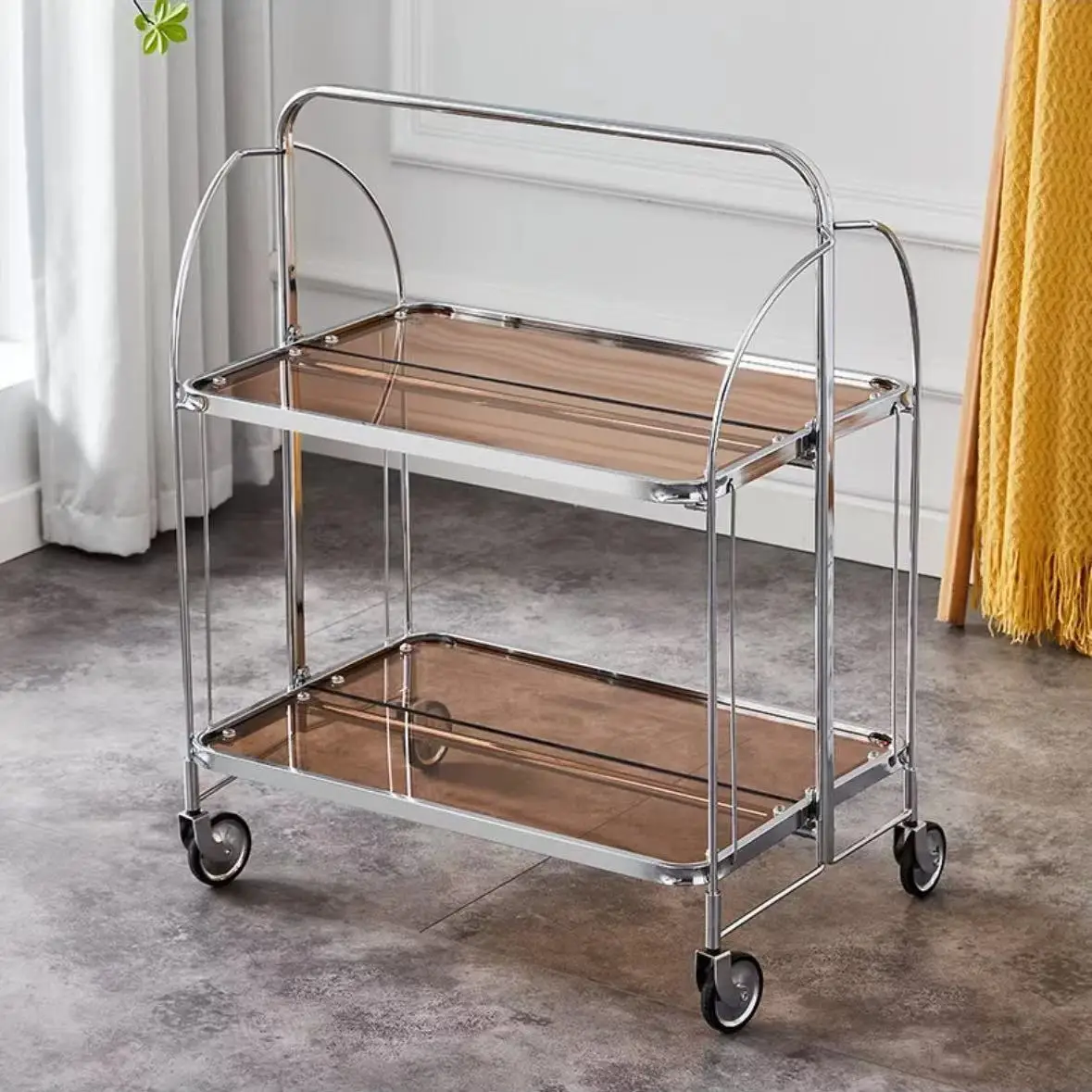 รถเข็นยุคกลาง รถเข็นแก้วมือถือแบบพับได้ รถเสบียงไวน์ ดาราอินเทอร์เน็ต ขอบเก็บแก้วใส