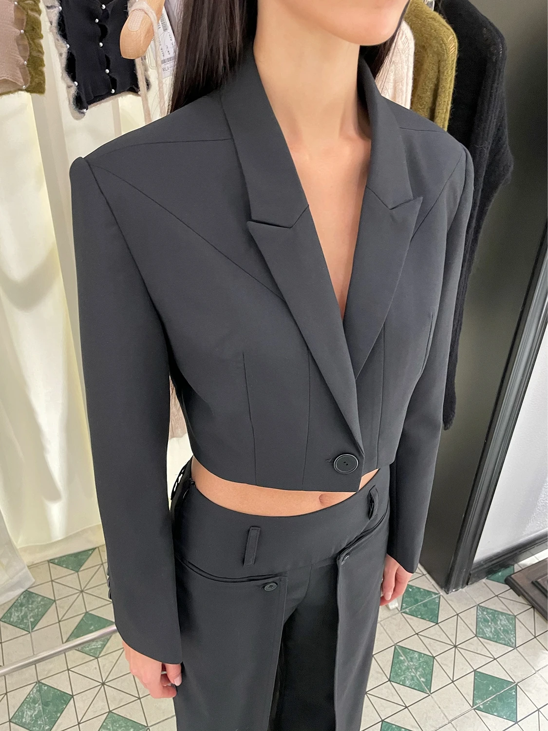 

Женский укороченный 3D-жакет BabesoQhei Bla mat, модная осенняя верхняя одежда 2023 года