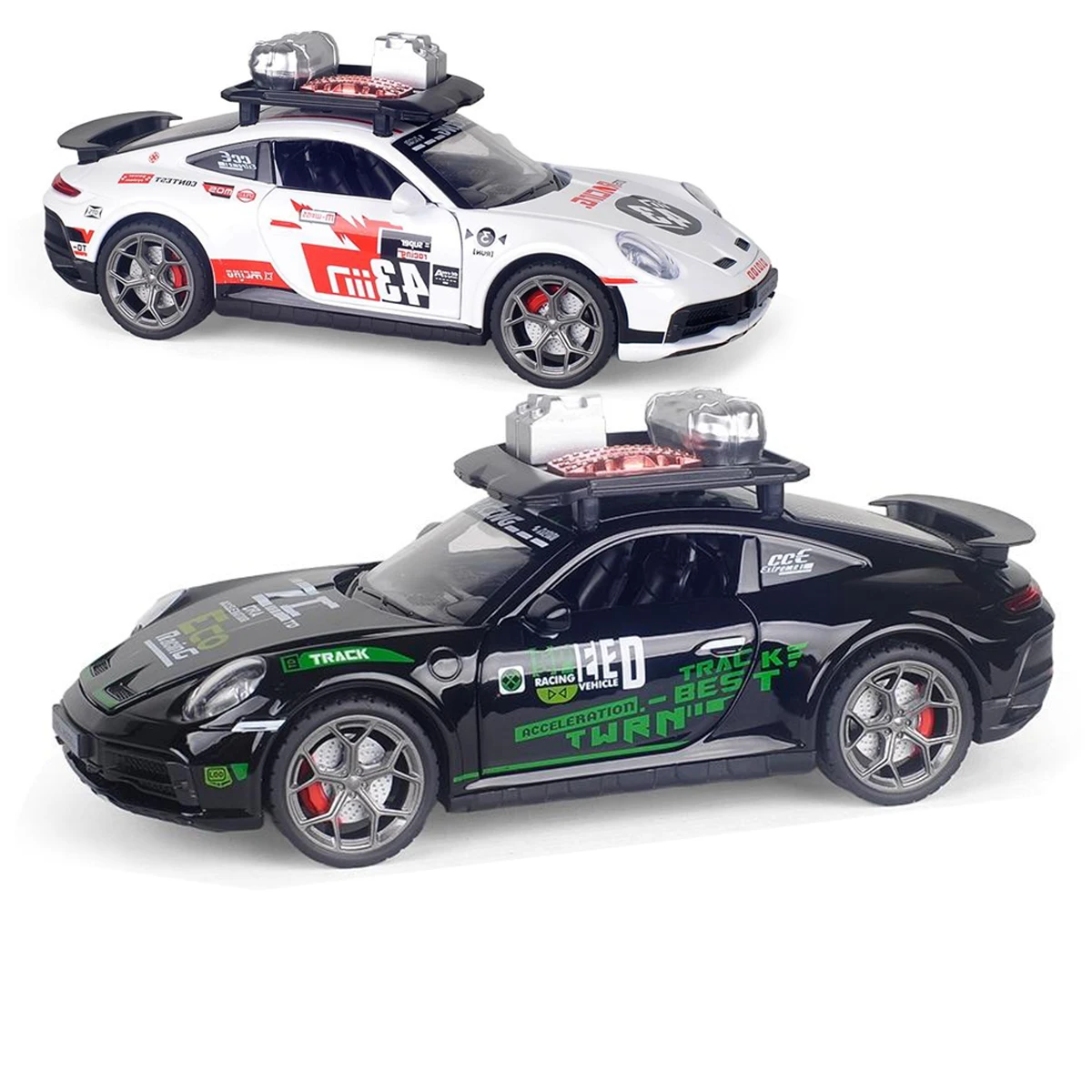 1: 22 911 Race Car Alloy Model High Simulation Toy Car Collectible ornaments Set Kid's Birthday Gift with Light&Sound Pull Back