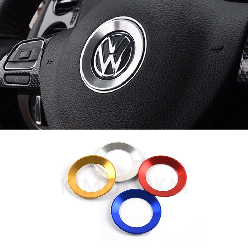 1PCS For Volkswagen VW Golf 4 5 Polo Jetta Mk6 Covers Car Styling Steering Wheel Emblem Decorative Circle Ring Accessories Case