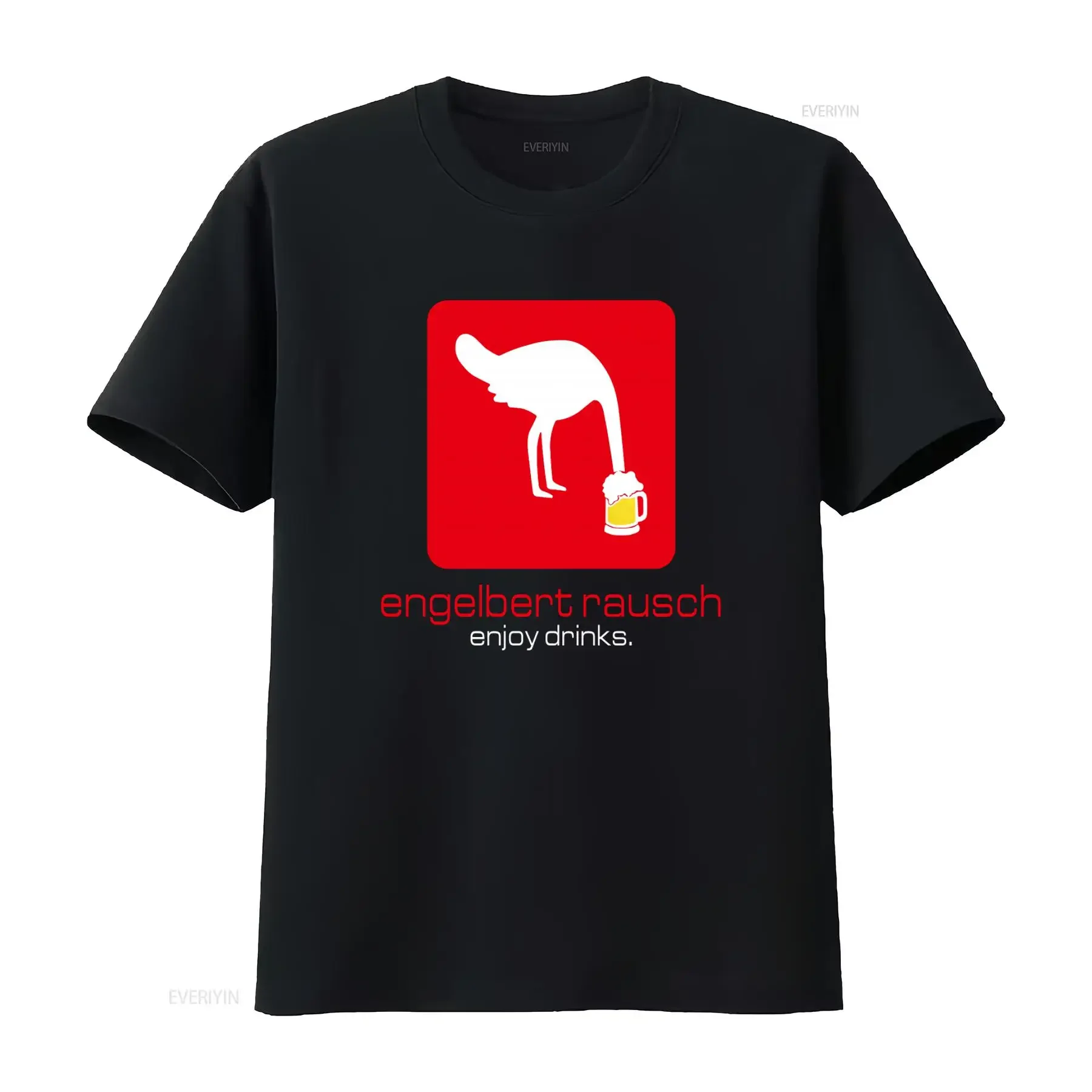 Engelbert Rausch Enjoy Drinks T-Shirt, einzigartiges Design für Bierliebhaber, perfekte Freizeitkleidung, leicht verwaschen im Vintage-Stil