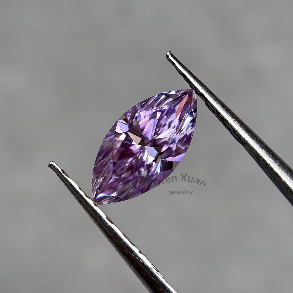 Marquise Cut Bright Amethyst Color VVS1 Loose Moissanite Stone Gemstone 5x10-7x14mm 1ct 2ct 3ct GRA Certificate Best Quality