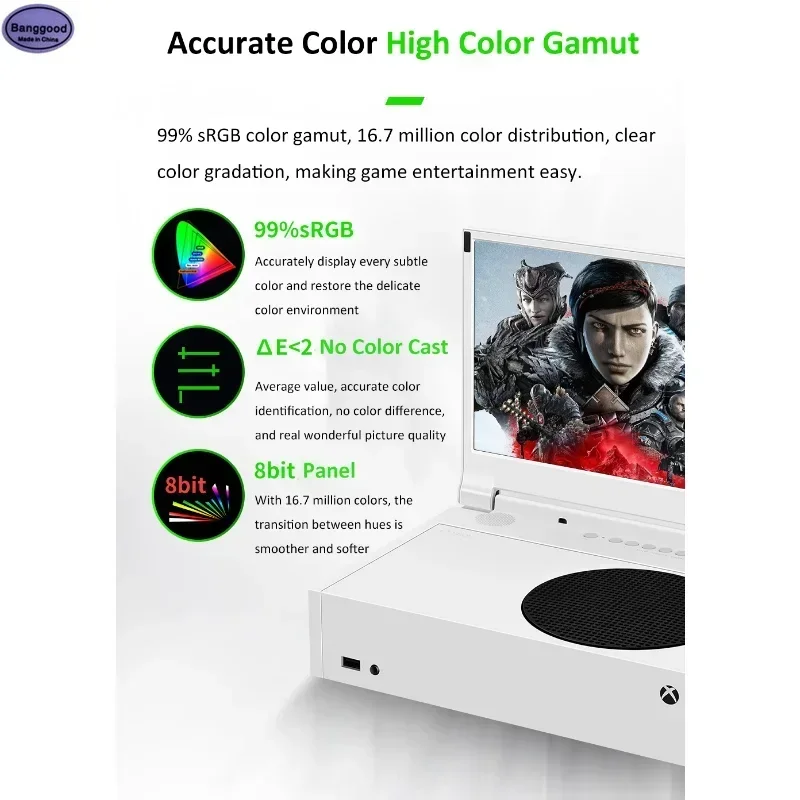 G-STORY 12.5 inch 4K HDR portable game monitor IPS screen, suitable for Xbox Series S, with 3D stereo 2 HDMI 2 headphone ports