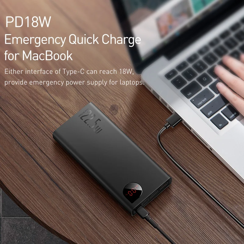 Baseus 20000mAh Power Bank Portable 10000 mAh External Battery PD 22.5W Fast Charging Powerbank For iPhone Xiaomi Mi Poverbank