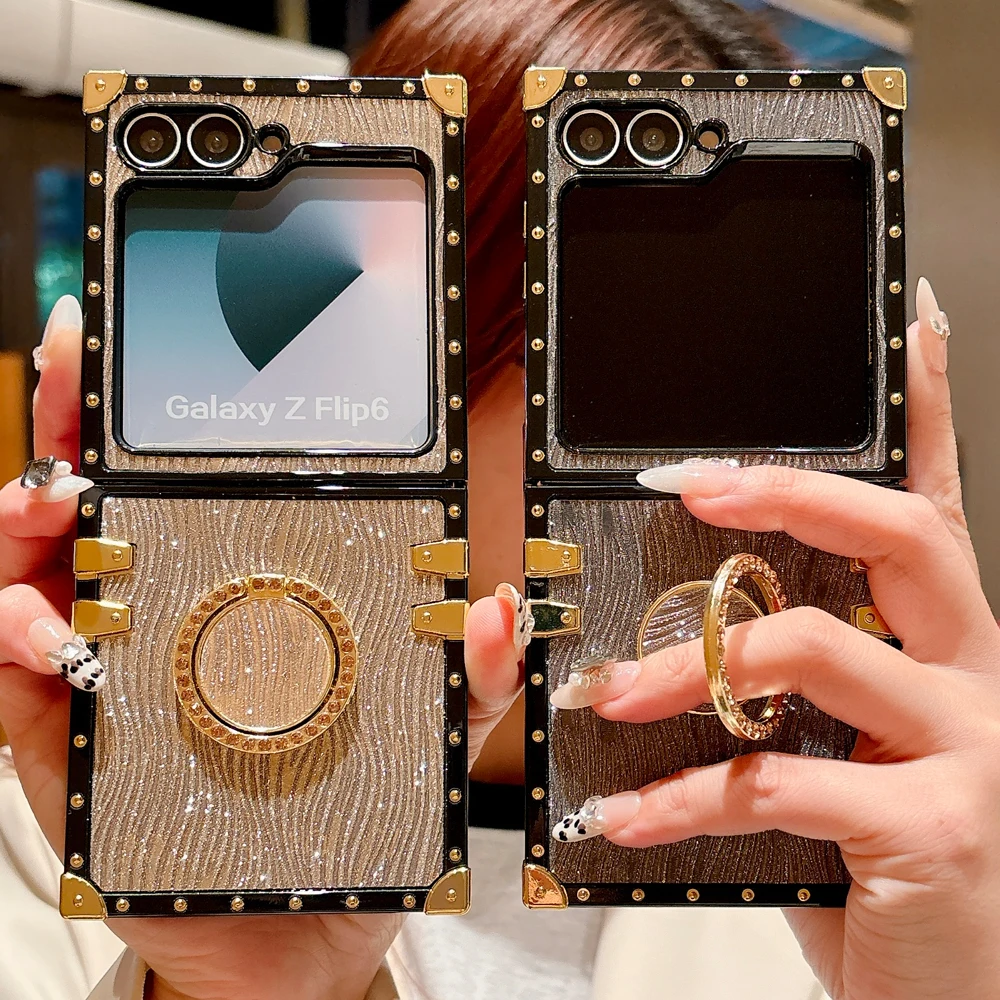 

Luxury Bling ShockProof Cover Retro Glitter 3D Water Wave Phone Case for Samsung Galaxy Z Flip 7 Flip 6 Z Flip 5 Flip 4 Flip 3
