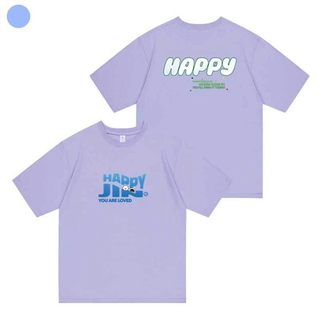 Summer Women'S Tops JIN Happy Letter Pattern O-Neck Short-Sleeved Clothing Unisex Casual Hip-Hop Cotton T-Shirt