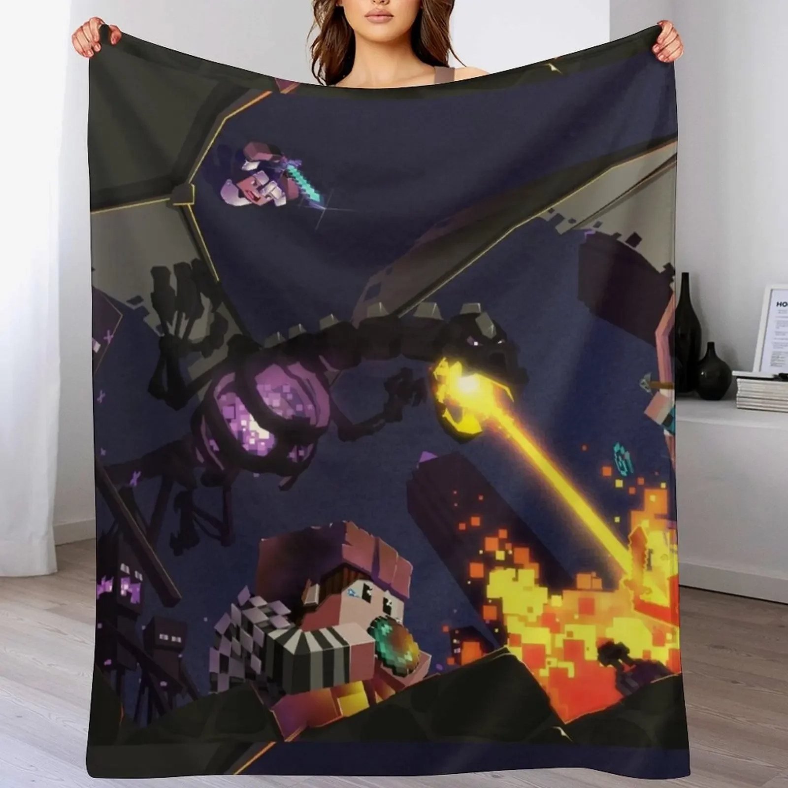 Epic Ender Dragon Battle Throw Blanket For Sofa Thin Picnic Blankets For Bed Blankets