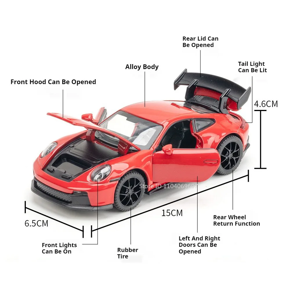 Antike Skala gt3 Spielzeug Modellautos Metall Druckguss zurückziehen 4 Türen geöffnet Sound Licht Home Dekoration Fahrzeug Spielzeug Geschenke für Jungen