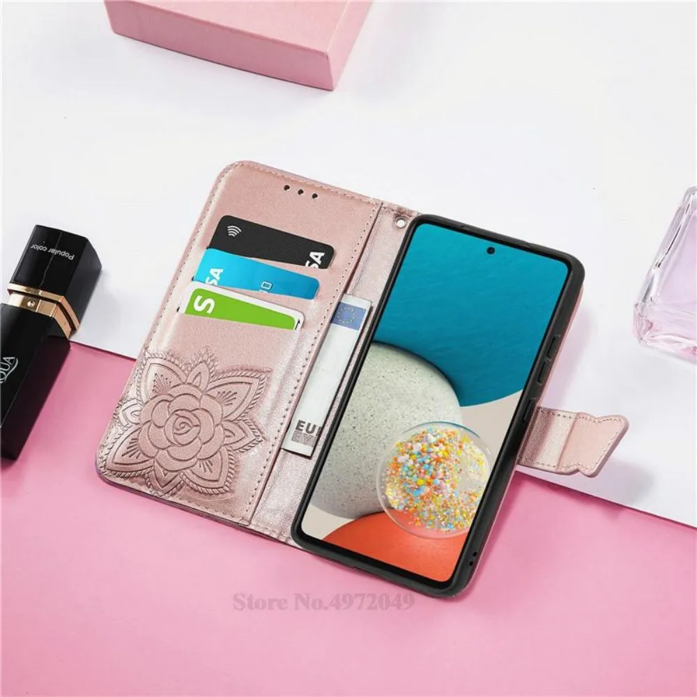 فراشة زهرة جلدية محفظة قلابة الحال بالنسبة ممن لهم A40 A40M A80 A3X A3 A5 رينو 13 13F 5G Realme GT 7 Pro زائد 14 14T 14X غطاء