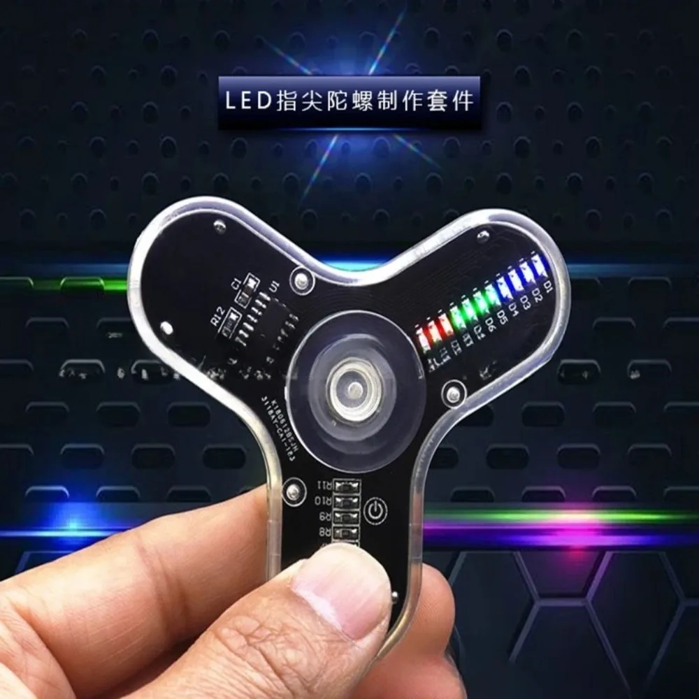 LED Fidget Spinner DIY Kit - 3-Blade Glowing Gyroscope Parts. Electronic Training & Skill Practice Materials. Ideal for DIY