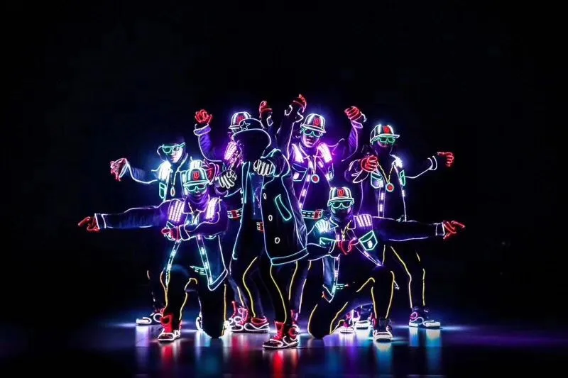 2024 neue anpassen LED Tron Dance Wear Langarm personalisieren Werbung a1418 himmelblau gelb Polyester rosa blau Armee grün