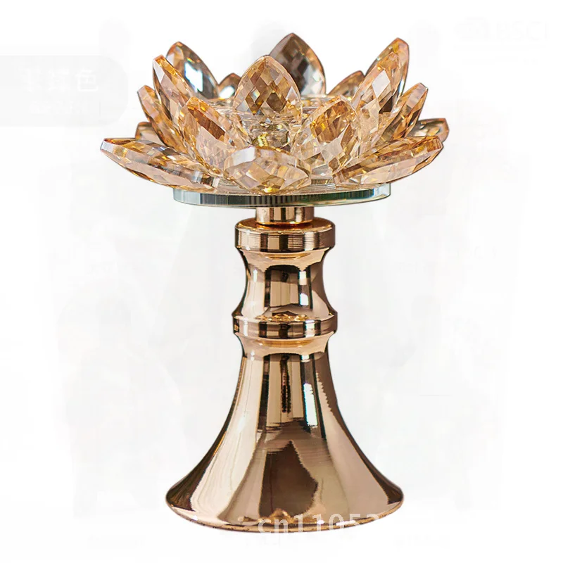High-End Crystal Scented Candle Holder Light Luxury Flower Design for Living Room Dining Table Decor Home Ornaments Amber/Silver