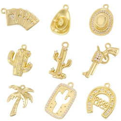 ZHUKOI Western Cowboy Desert Style Metal Pendant 18K Golden Plated with CZ Stone Jewelry Accessories Wholesale:VD1757-VD1765