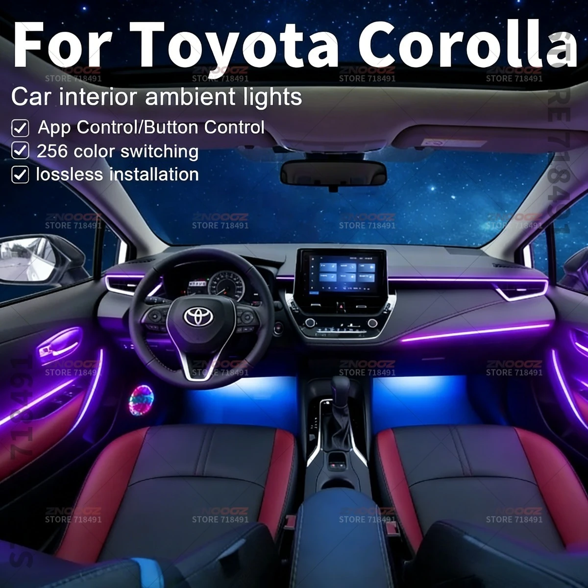 For Toyota Corolla 22in1 RGB Car Interior Acrylic Car Ambient Lights RGB Hidden Acrylic Strip Decoration Atmosphere Accessories