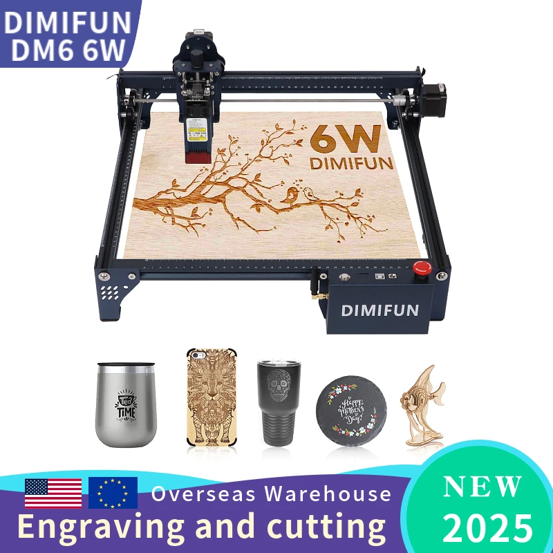 High Efficiency 6W Laser Engraving Machine with WIFI APP Control for Large Area Engraving and Cutting, DM6 by DIMIFUN