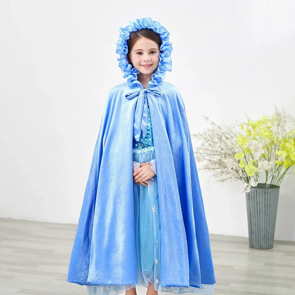 

Накидка для девочек 3-10 лет, новинка, модная длинная куртка, красивая накидка принцессы, костюм на Хэллоуин, Рождество, день рождения, искусственная детская одежда