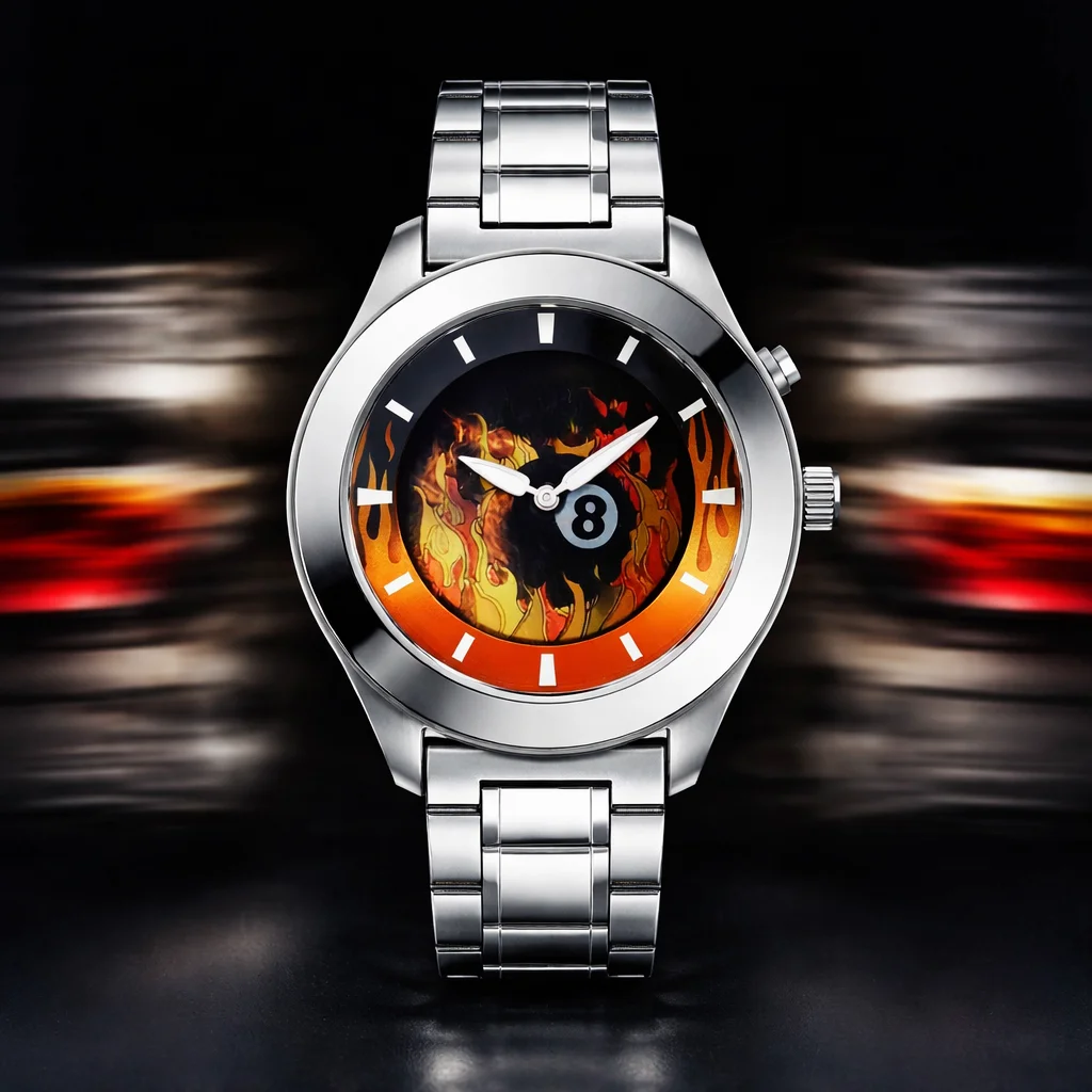 

Y2K Dual Movement Movement Watch Men Fashion Red Lightning Dial Quartz Electronic Wristwatch Stainless Steel Strap