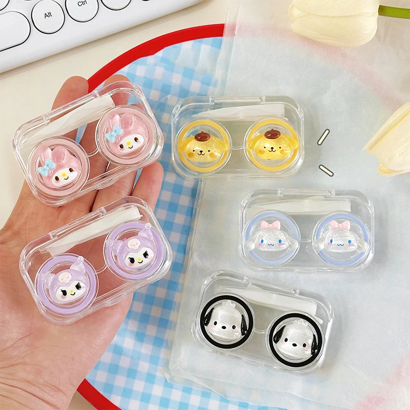 

Kawaii Sanrio контактные линзы фотопрозрачные Мультяшные милые My Melody Kuromi портативные контактные линзы коробка для девушек Подарок для путешествий