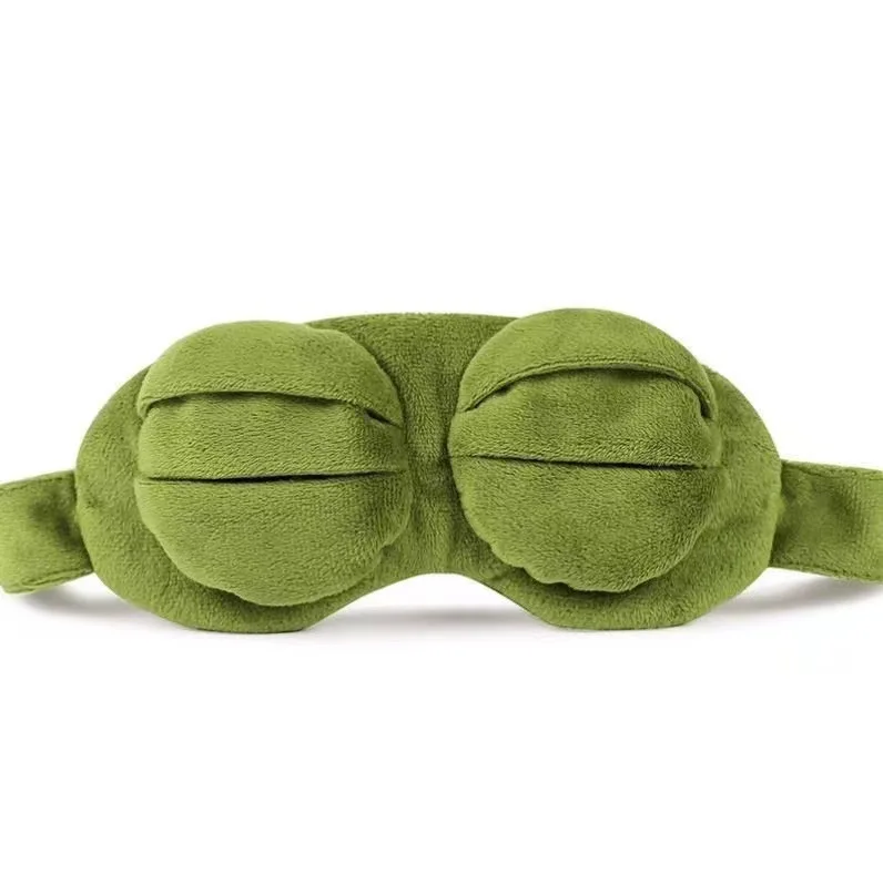 Masque de sommeil Sad Frog pour enfants et adultes, couvre-yeux en peluche, bandeau pour les yeux, patchs mignons, cadeau de voyage relaxant, masque de sommeil de dessin animé