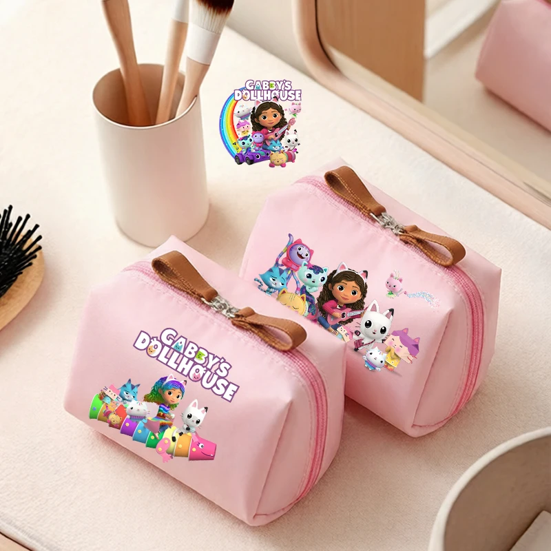 

Gabbys Dollhous Girl Pink Makeup Organizer Bags Anime Cute Female Cosmetic Coin Toiletry Pouch Woman Kawaii Portable Makeup Case