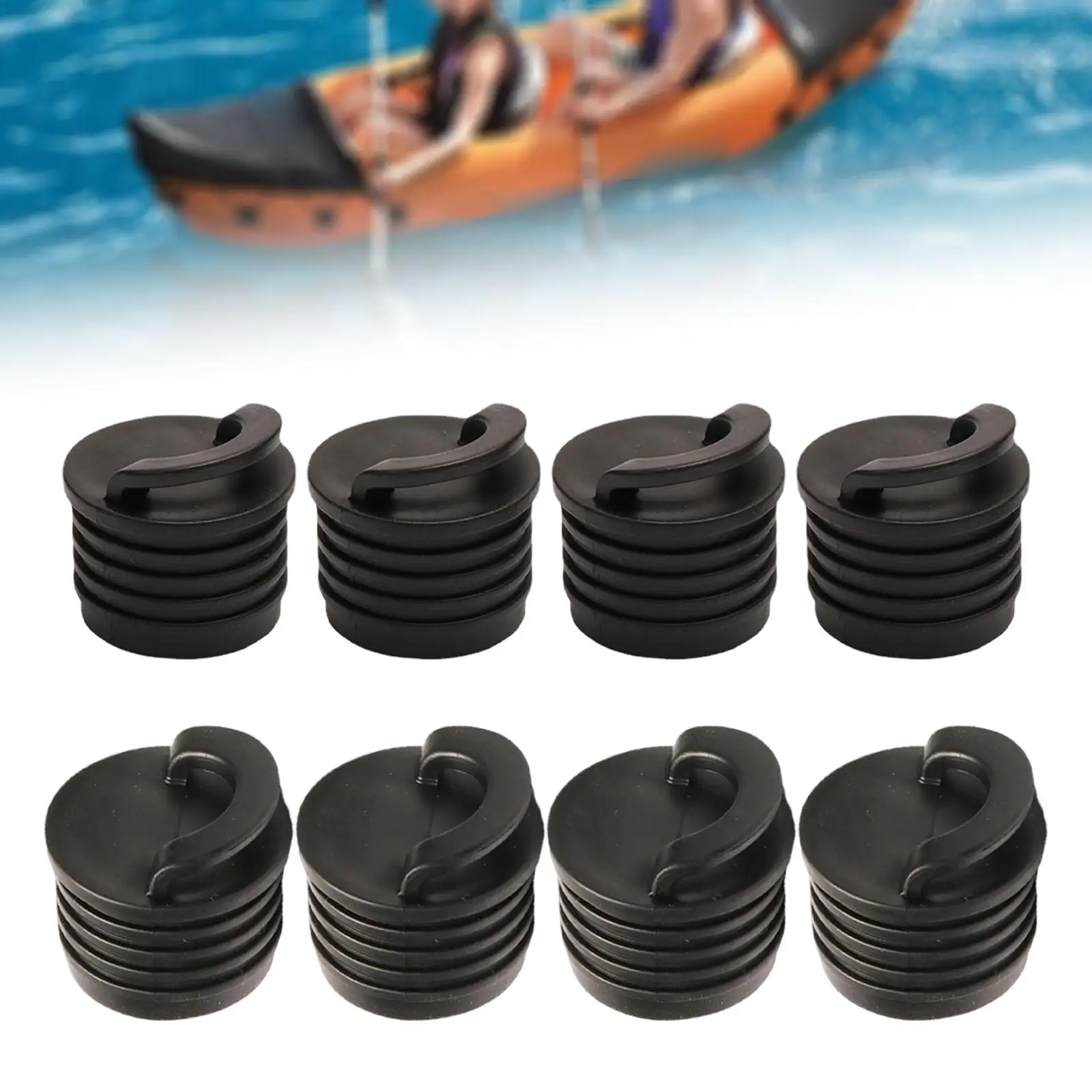 4x Kayak Scupper Plugs Boat Drain Kayak Plug Repair Accessory Lightweight Waterproof Rubber Black for Boat Canoe Dinghy