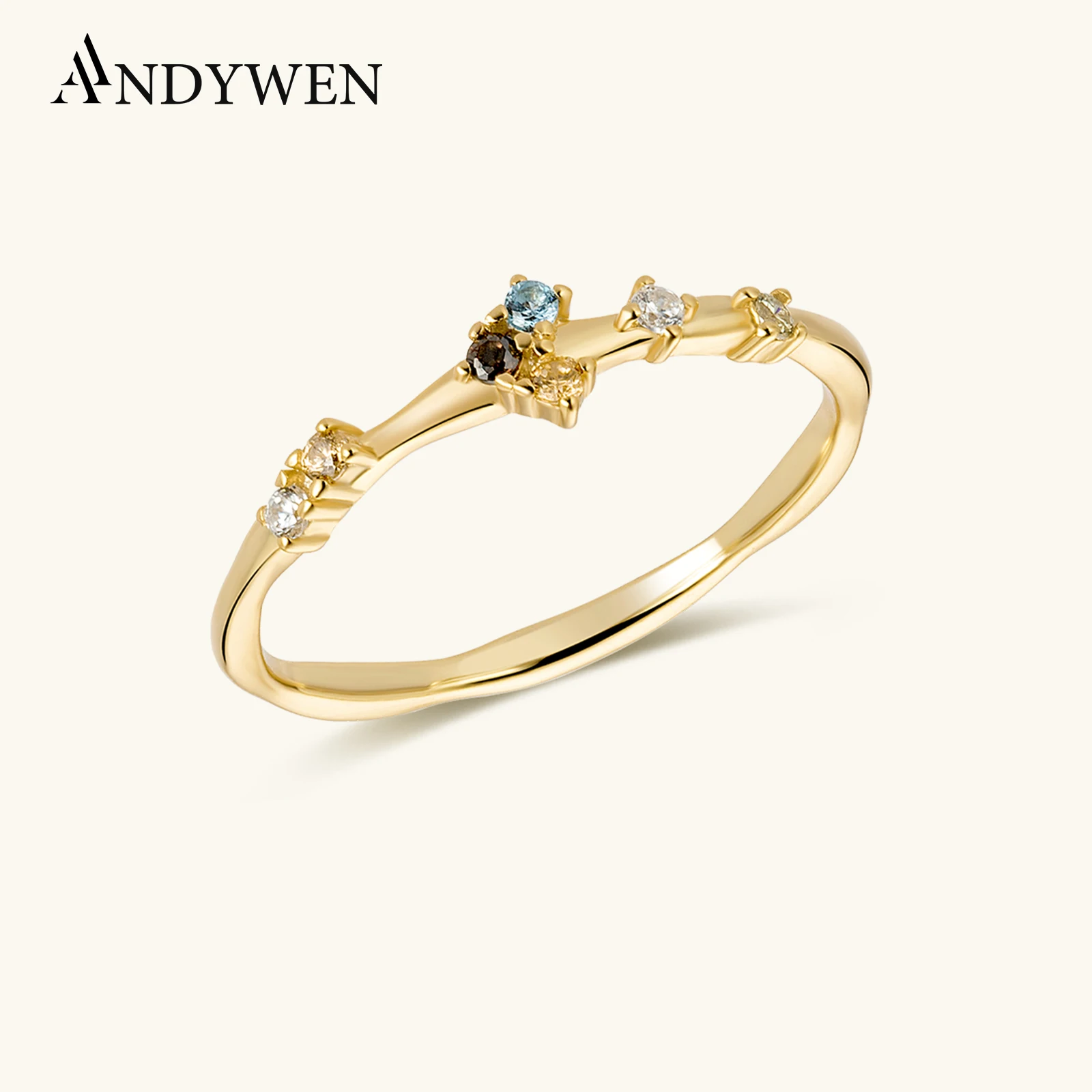 ANDYWEN 925 argent Sterling or cinq bague en or plein Zircon CZ dame oiseau bague femmes bijoux de mariage Rock Punk bijoux ronds