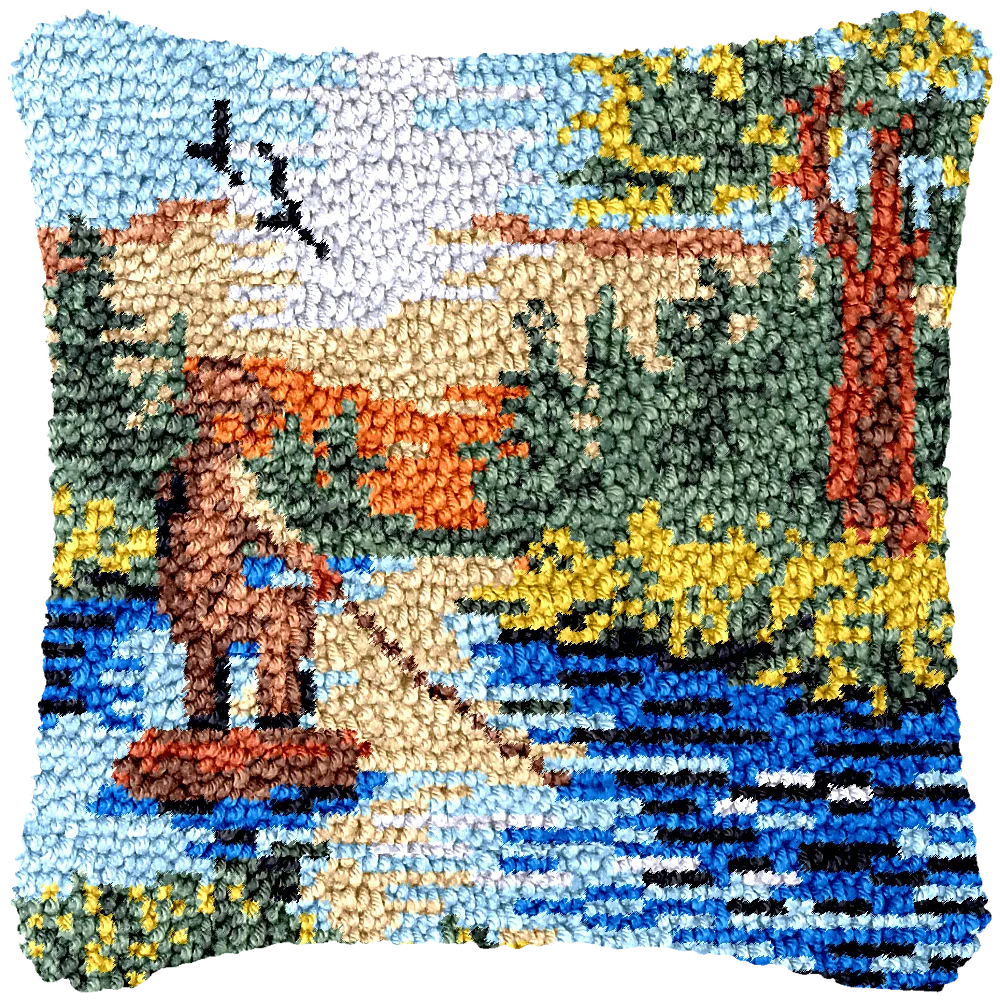 Fish Canvas Latch Hook Kits, Unfinished Acrylic Yarn, Embroidery Cushion, Cross Stitch Carpet