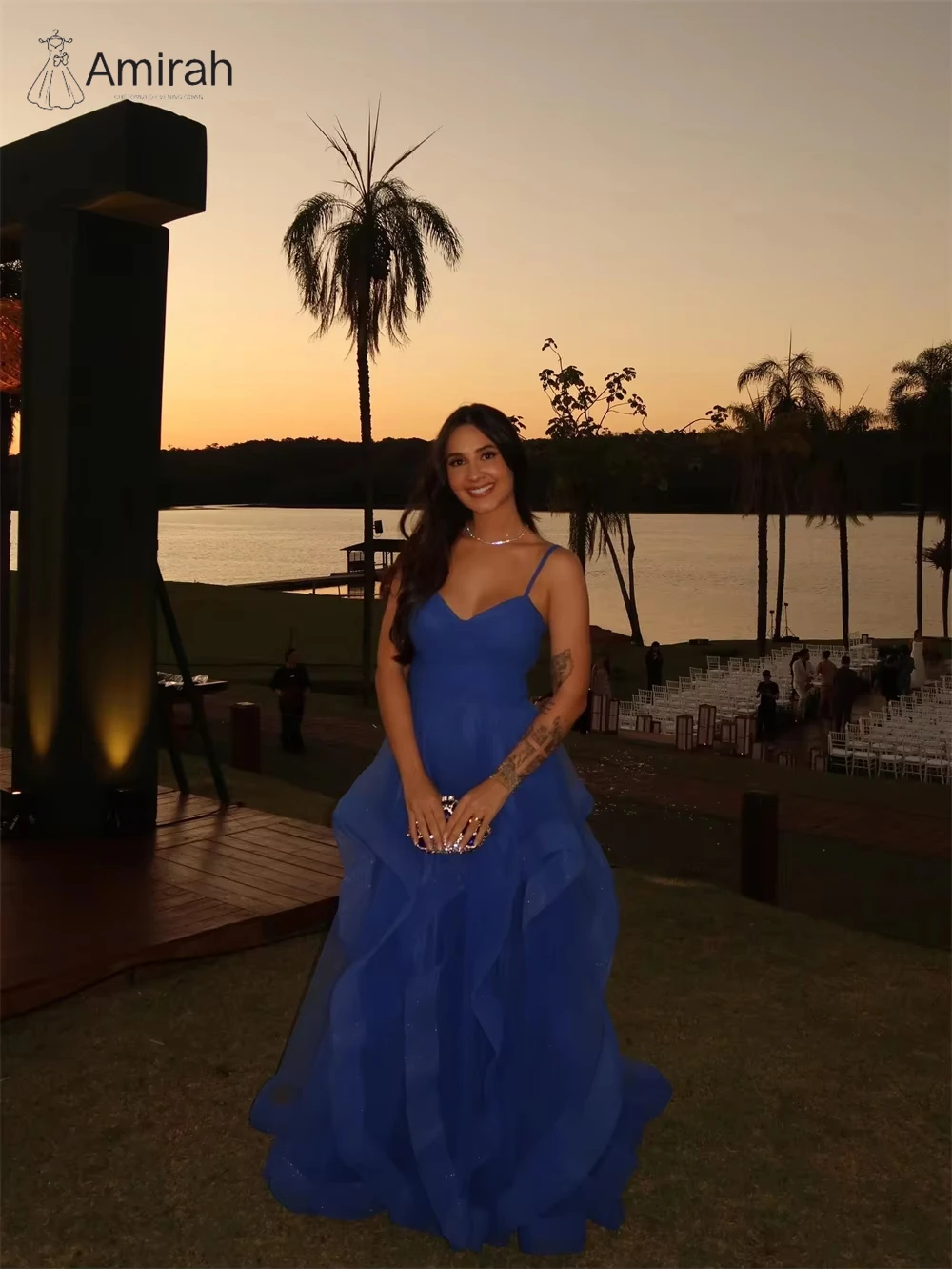 Amirah A-Linie Tüll Abendkleider Frau Elegant Luxus Damen Elegantes Partykleid Maßgeschneiderte Kleider für besondere Anlässe Abschlussball