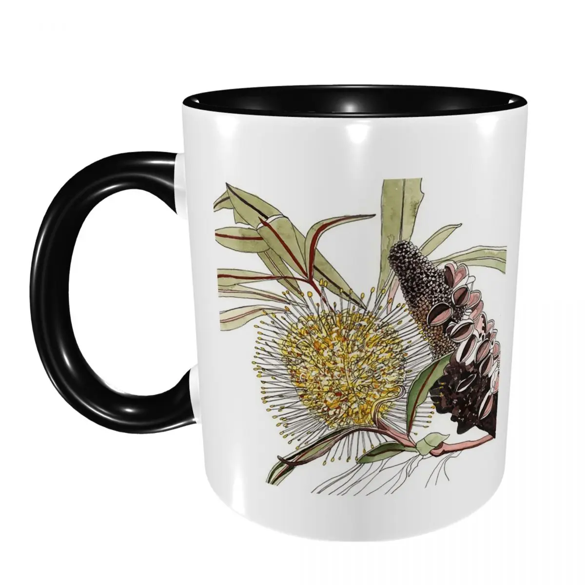 Banksia Flower Pod Australian Flora Yellow Mug Funny Ceramic Coffee Cups Tea Mugs Milk Cup Drinkware Gift for Woman Man
