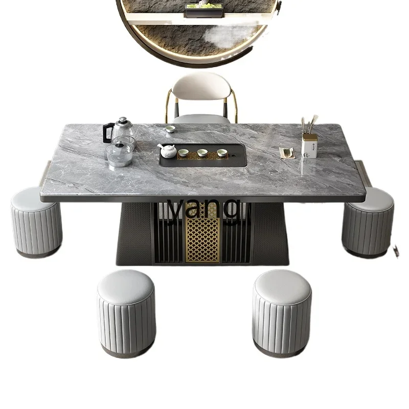 ZL Italian light luxury rock slab tea table and chair combination household balcony kung fu drinking tea table