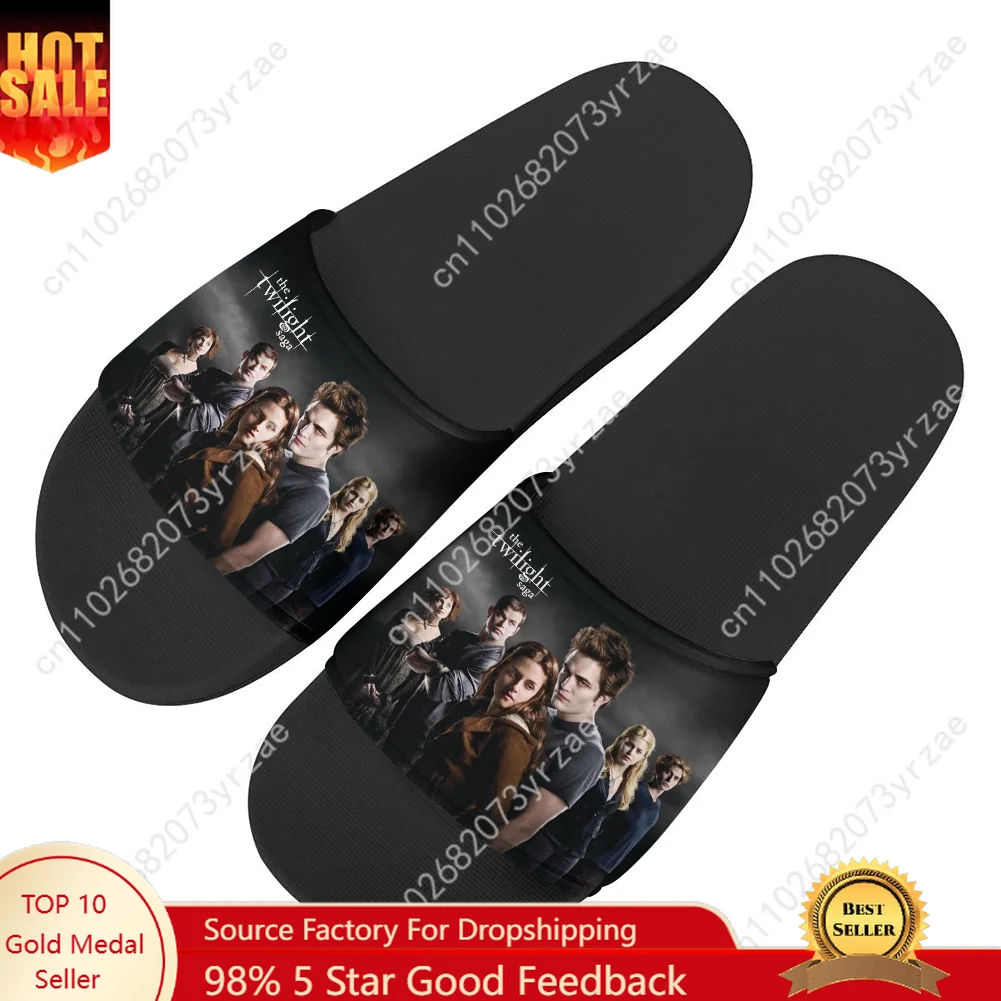 

the twilight saga Flip Flops Home Slippers Mens Womens Teenager Family Slippers Bathroom Pool Casual Sandals Custom Water Shoes