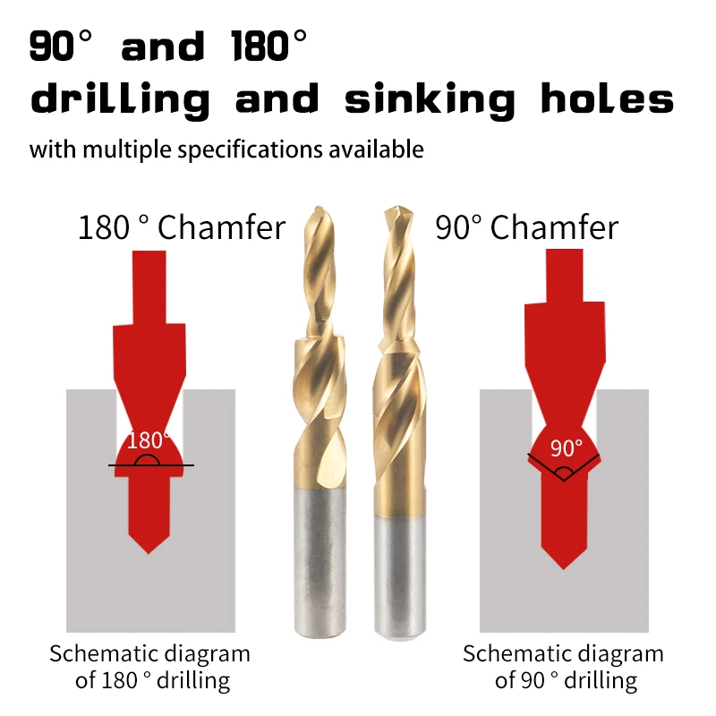 1PCS Counterbore Twist Step Drill 90/180 Degree Cobalt-containing HSS M3 M4 M5 M6 M8 M10 M12 Metal Drilling Chamfer Step Drill