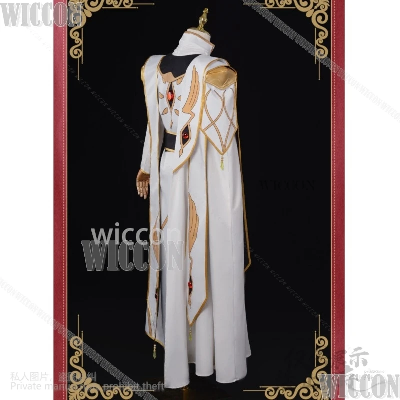 Anime The Lelouch Lamperouge King Cosplay Costume Emperor Cloak White Uniform Wig Hat Adult Man Halloween Christmas Customized