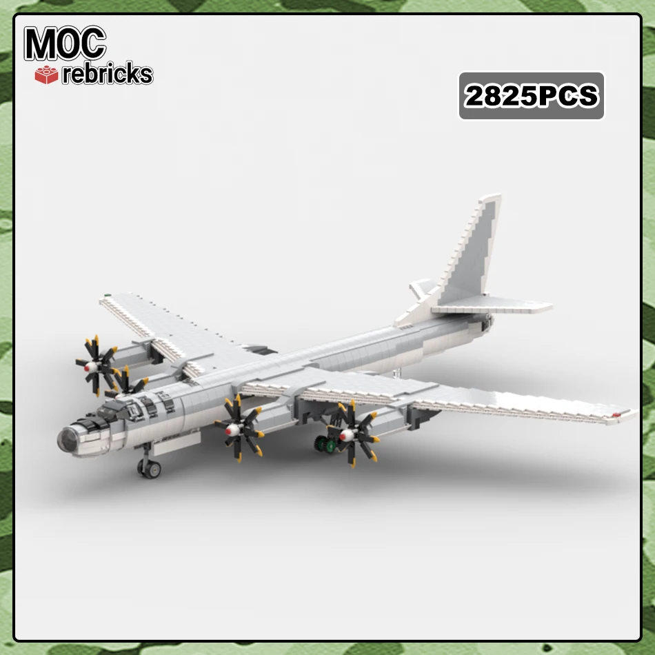 

WW2 Air Forces Military Arms Tu-95V Strategic Heavy Bomber MOC Building Block Fighter Assembly Bricks Toys Aircraft Kid Gifts