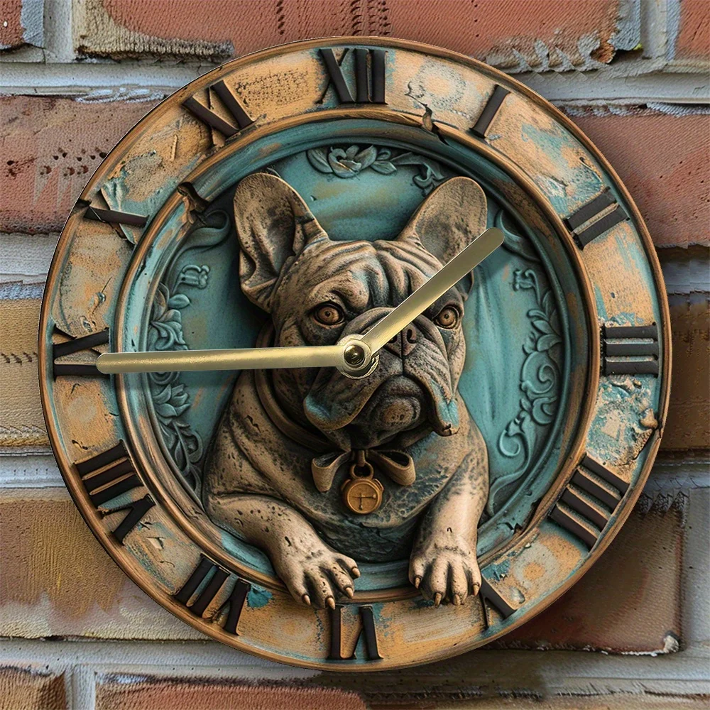 

Silent Aluminum Wall Clock With French Bulldog Design - Diy, Spring Bedroom Decor, Perfect Thanksgiving Gift For Girls