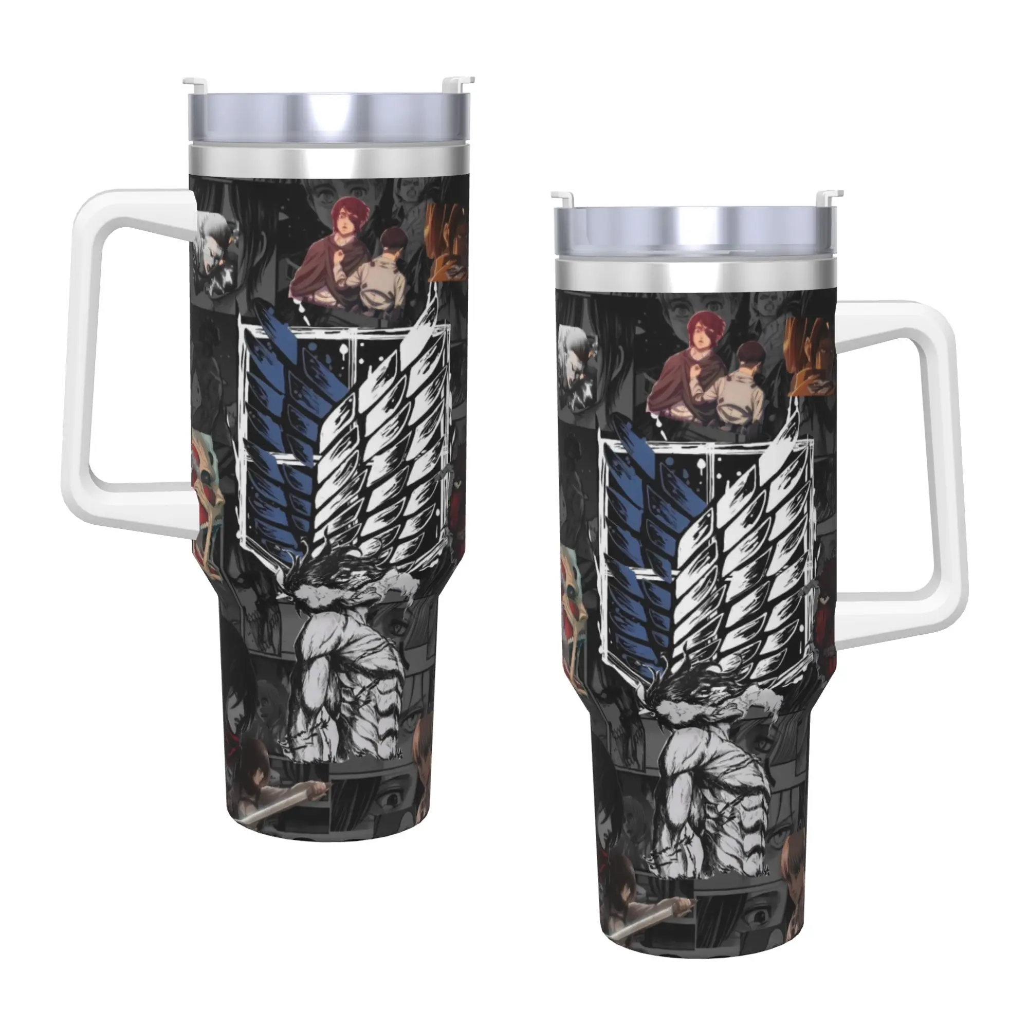 Stainless Steel Tumbler Anime Attack on Titan Mugs Cup With Straws  Travelist Cold Drink Water Bottle Large Capacity Thermal Mug