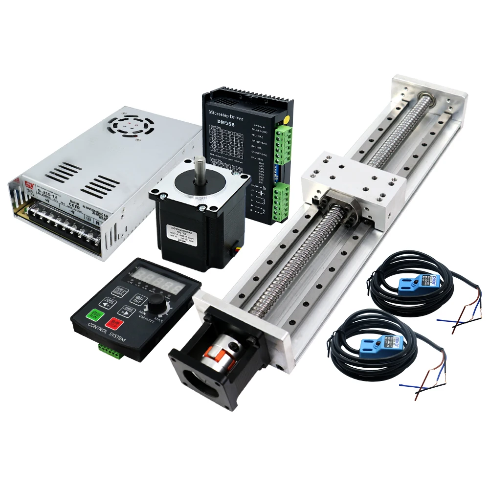 57HS56 DM556 Control System Sliding Table HL15100 Dual-guide Rail Travel Range of 100mm to 1200mm Modulerobot Kit for Cnc