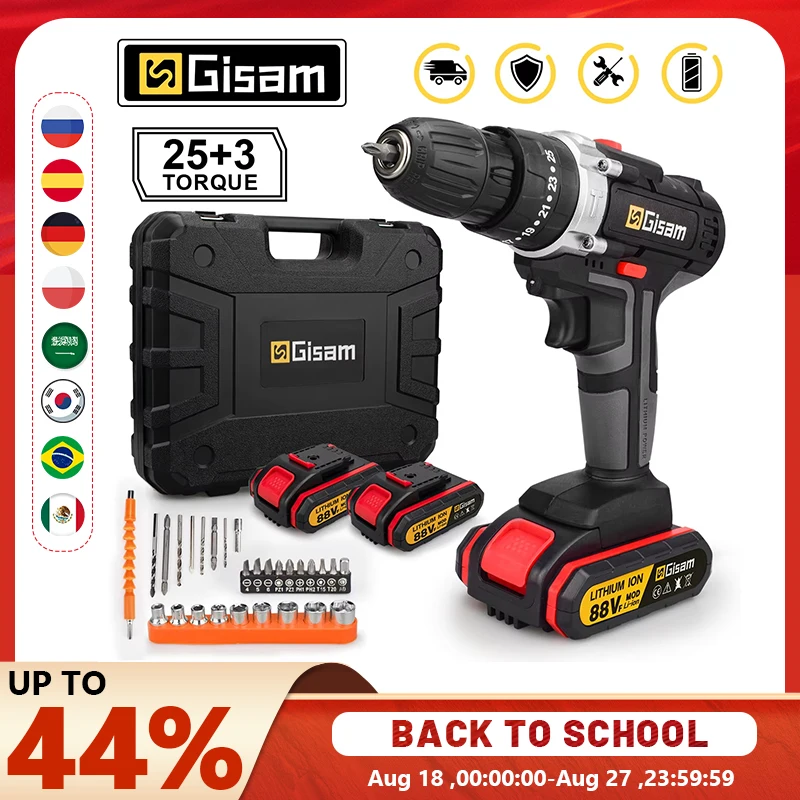 21V Cordless Impact Drill Electric Screwdriver Electric Hammer Drill Mini Wireless Hand Drill Lithium-Ion Battery Power Tools