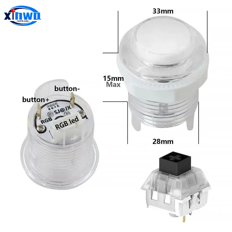 8PCS 5V Rgb Illuminated Push Button Colorful Led With 4Pin Light Cable For DIY Zero Delay Board Arcade Game Machine Parts