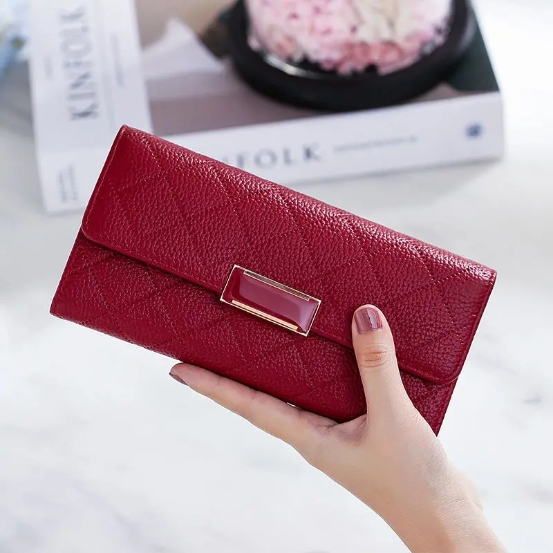 2022 New Fashion Cow Genuine Leather Women Long Wallets Real Leather Female Luxury Brand Design Clutch Girl Lady Gift Cash Purse