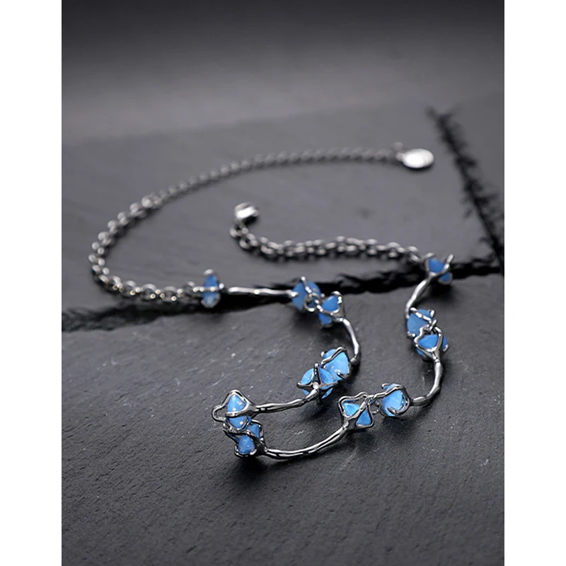 Eetit stilvolle exklusive Design blau Glas unregelmäßigen Ketten kragen Halskette charmante Zink legierung Frauen Schmuck Bijoux Geschenk neu