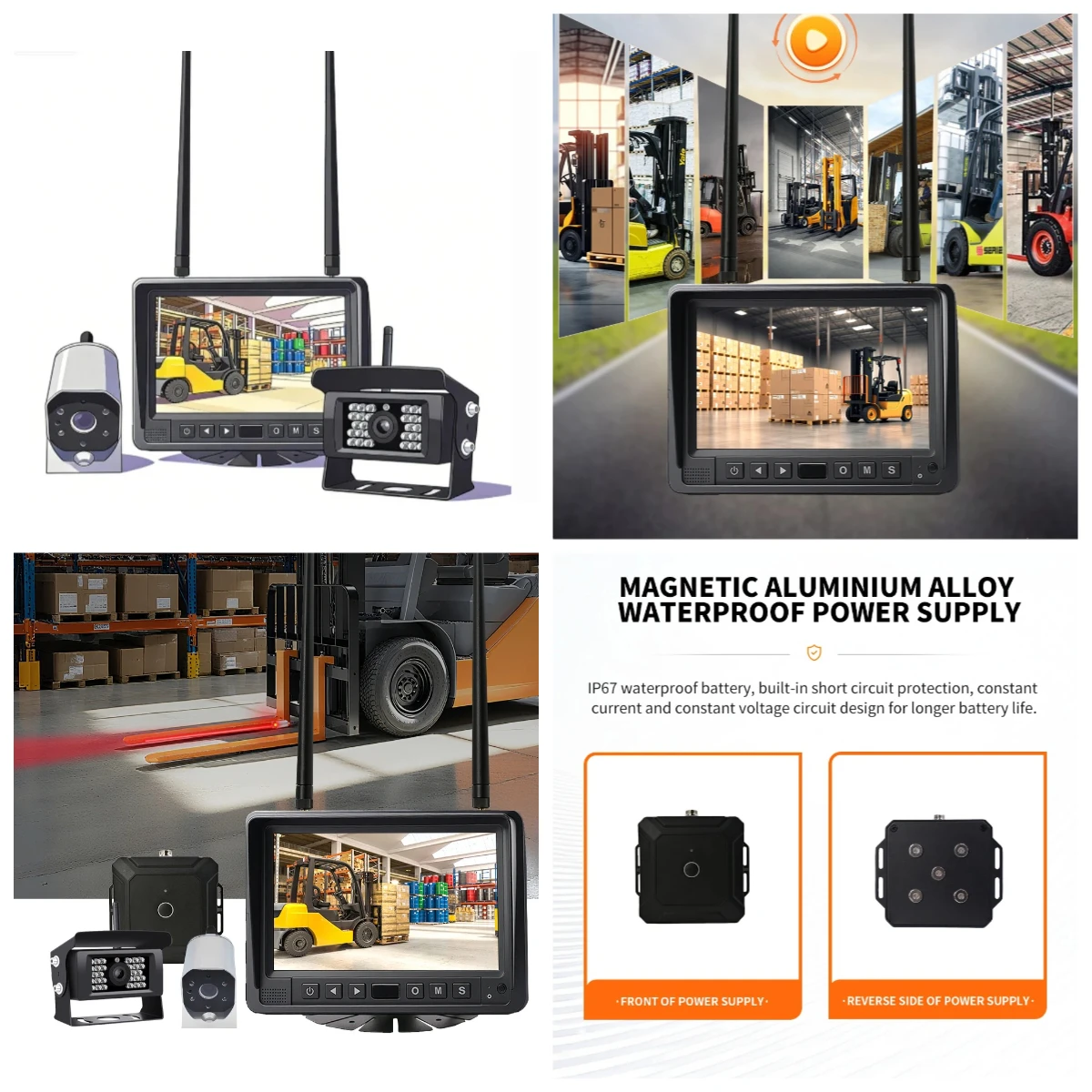 2026Forklift 1080p AHD with 7-inch Waterproof 1 Year Warranty and Pedestrian Detection for Public Transport Safet