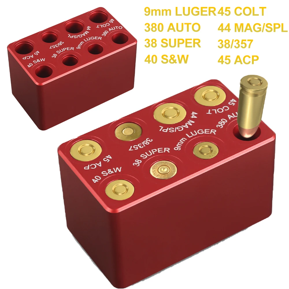 Verificador de Munición Táctica, Calibrador de Cartuchos de Pistola, Verificador de Cámara 9mm Luger 380 AUTO 38 Super 40 S&W 45 CPLT 44 MAG/SPL 38/357 45 ACP