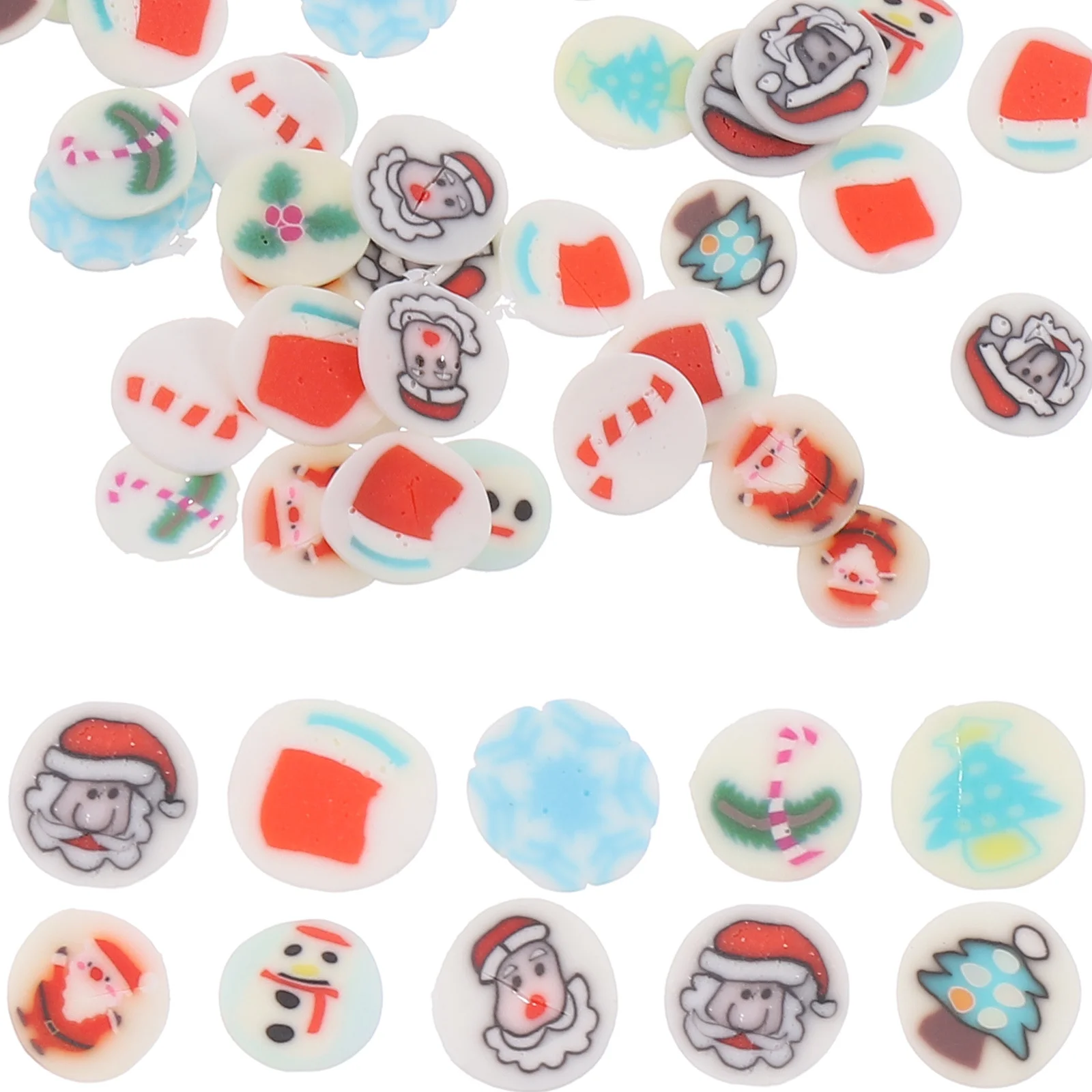 1000개 네일 슬라이스 소프트 클레이 과일 크리스마스 패턴 패셔너블 DIY 네일 장식 간편 사용 네일 스티커 살롱 개인용