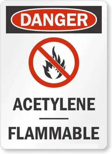 1p,Acetylene Flammable Osha Danger  Weatherproof ; metal sign p00192