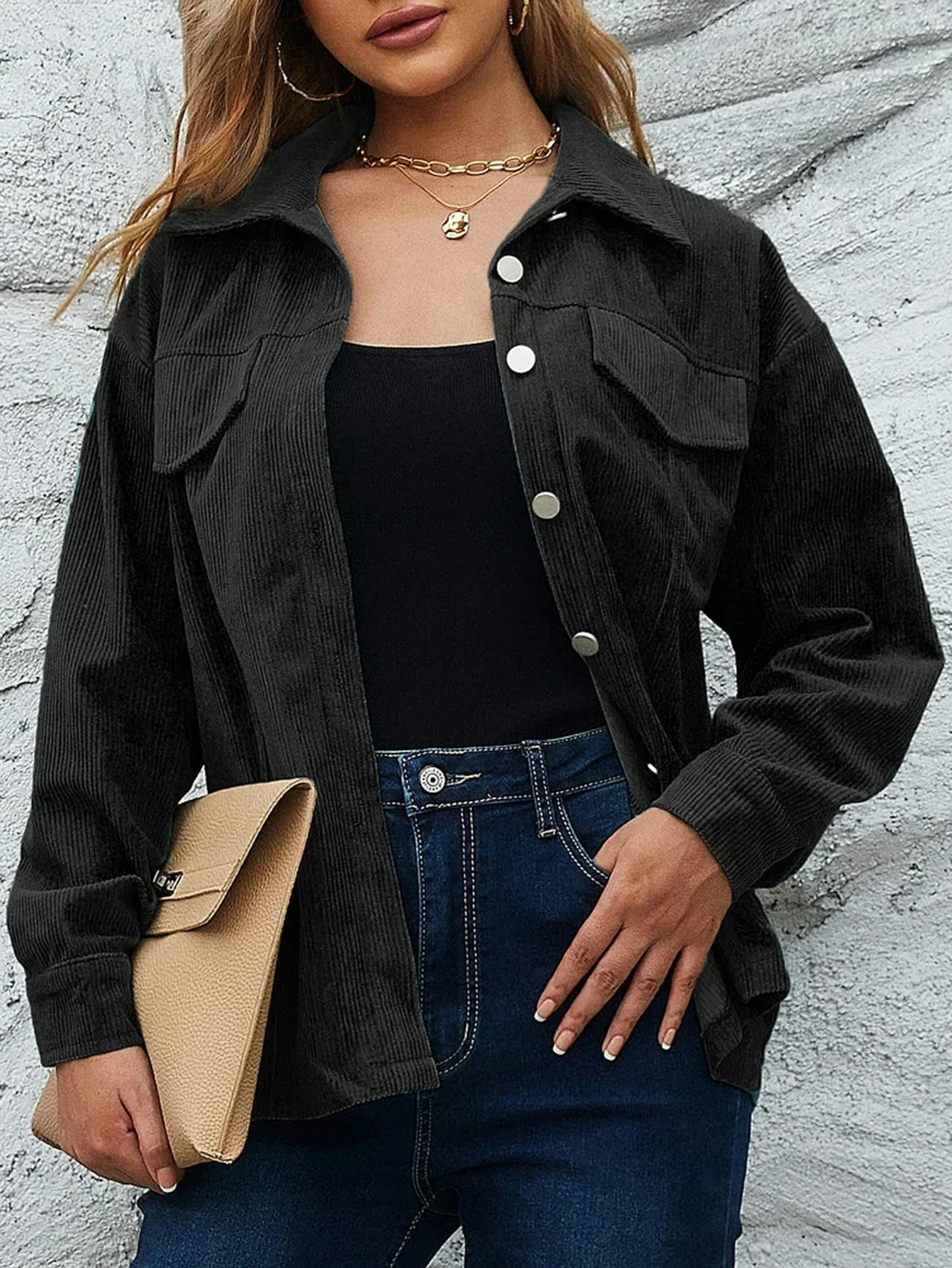 여성 셔츠 가을 겨울 기본 데일리 솔리드 컬러 싱글 브레스티드 긴팔 셔츠 칼라 캐주얼 셔츠