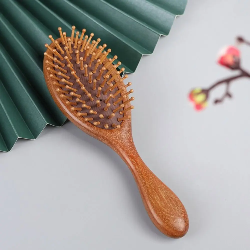 Golden Silk Sandalwood Air Bag Comb Scalp Massage Anti Static Air Cushion Comb Nose Massage Traditional Crafts Comb Brush