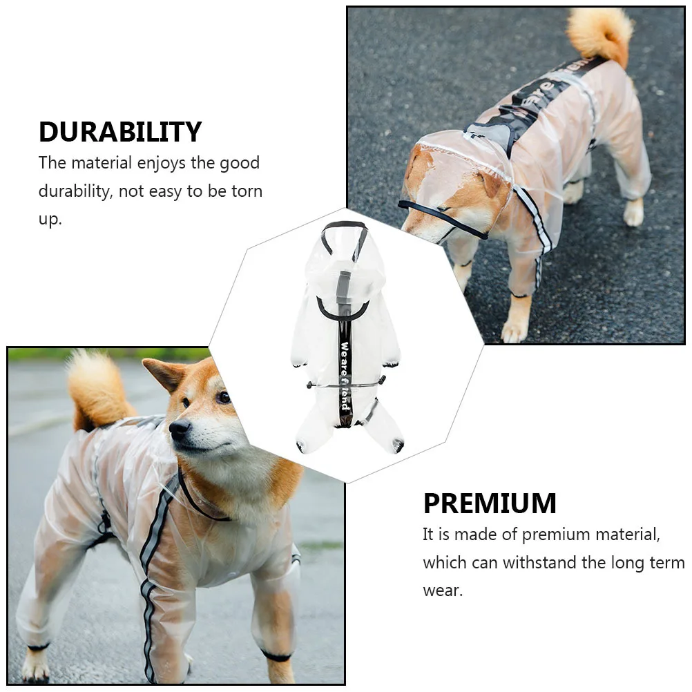 1 قطعة معطف واق من المطر للكلاب مقاوم للماء ملابس ضد المطر للحيوانات الأليفة في الهواء الطلق مع تفاصيل عاكسة مقنعين رأس طويل ليوم ممطر المشي معطف واق من المطر للكلب