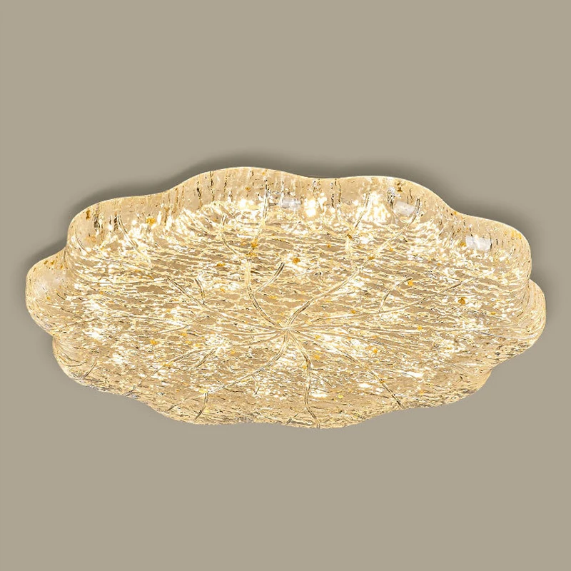 

New Mid-Century Eye-Friendly Ceiling Light - Gold Leaf Pattern Resin Creative Design for Bedroom, Living Room, Tea Room & Study